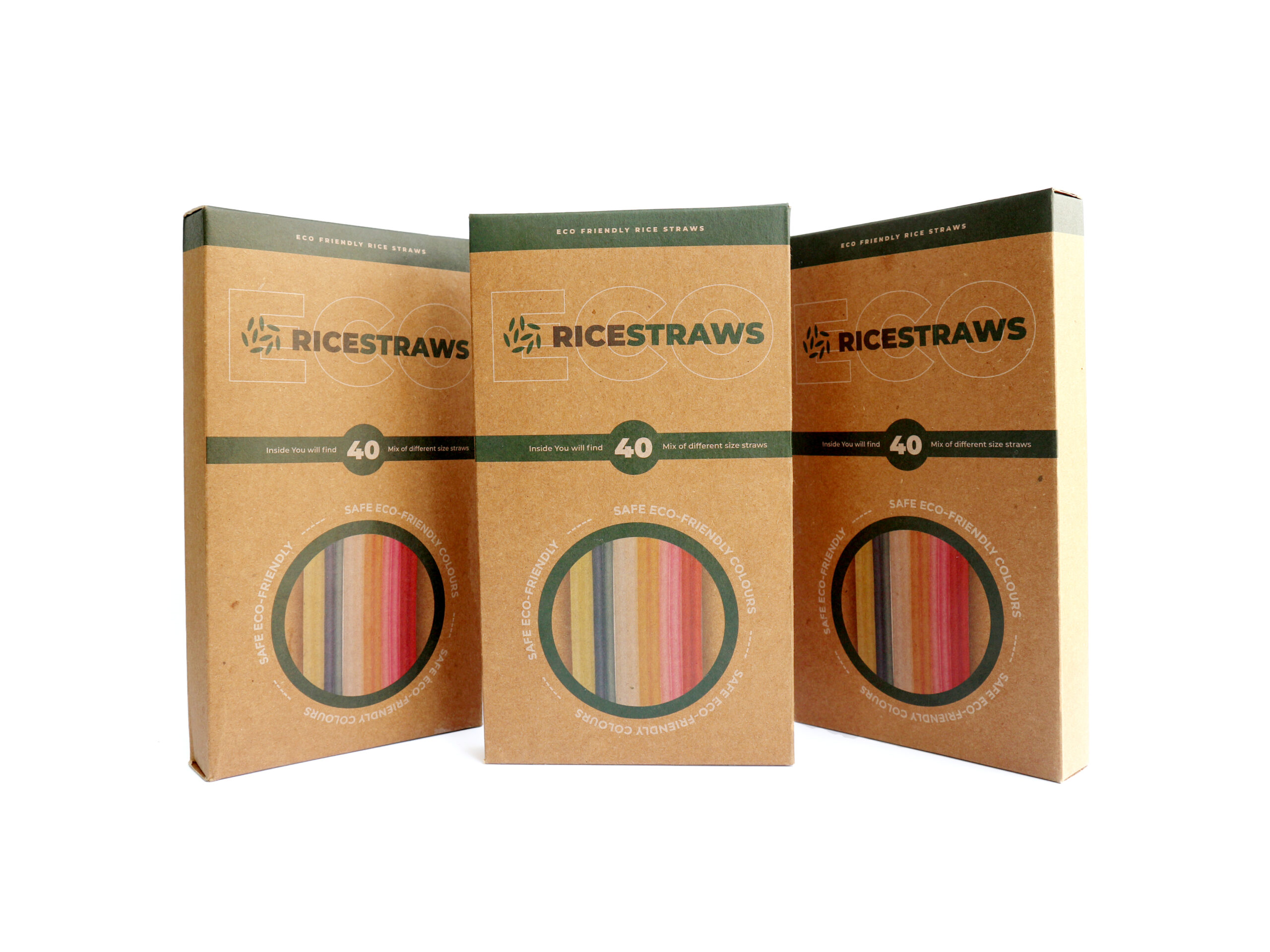 Three boxes of RICESTRAWS eco-friendly rice straws